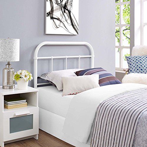 Image of Modway Serena Rustic Farmhouse Style Steel Metal Twin Headboard Size in White,