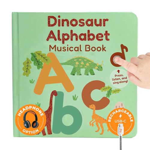 Image of Cali's Books Dinosaur Alphabet Book Toddlers 1-3 - Dino ABC, Headphone Jack, Musical Books Kids, Interactive Talking Baby Toddler Sound Book, Educational Song Learning Toys Singing Music Toy Babies