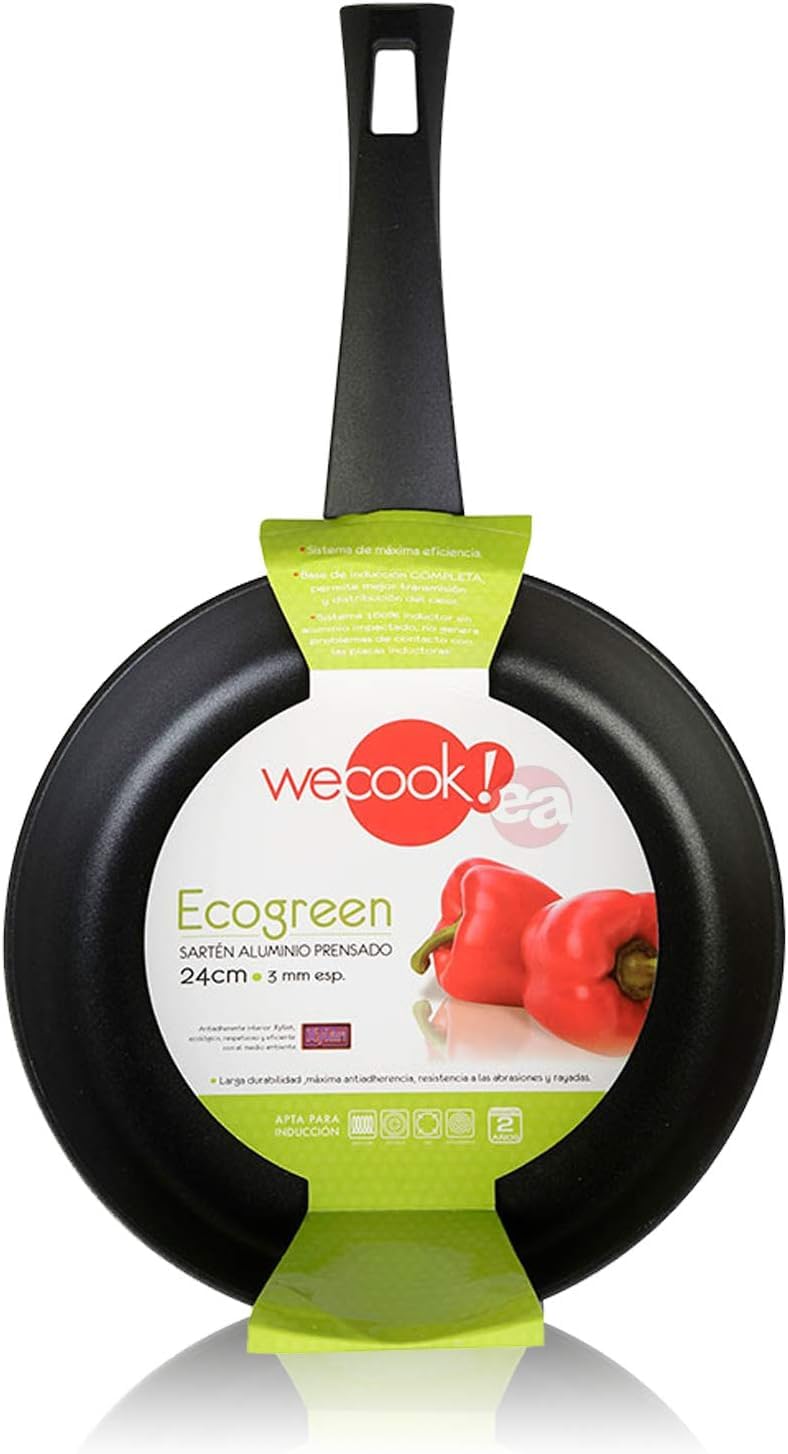 WECOOK! Ecogreen Pressed Aluminium Frying Pan 24 cm, Induction, Non-Stick XYLAN Plus Ecological PFOA-Free, 3 mm Thick, Suitable for All Kitchens, Ceramic Hob, Gas, Dishwasher