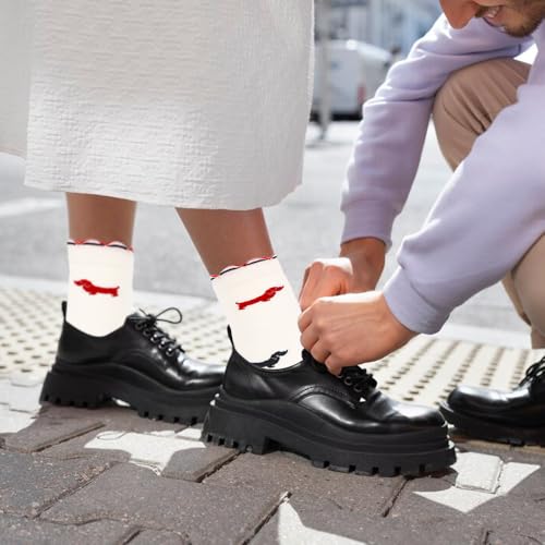trabag 3 Paar Dackel Socken 39-42, Dackel Deko Geschenke für Damen, Geschenk für Hundebesitzer, Lustige Dachshund Socken für Frauen, Geschenk für Frauen