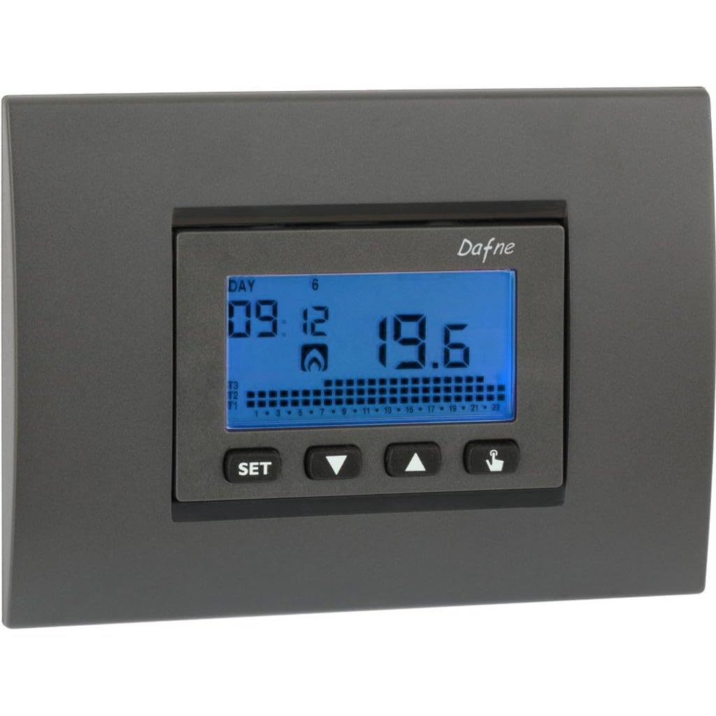VEMER VN166500 DAFNE - Cronotermostato Digitale da Incasso, Programmazione Settimanale, Alimentazione a Batterie, Bianco/Antracite