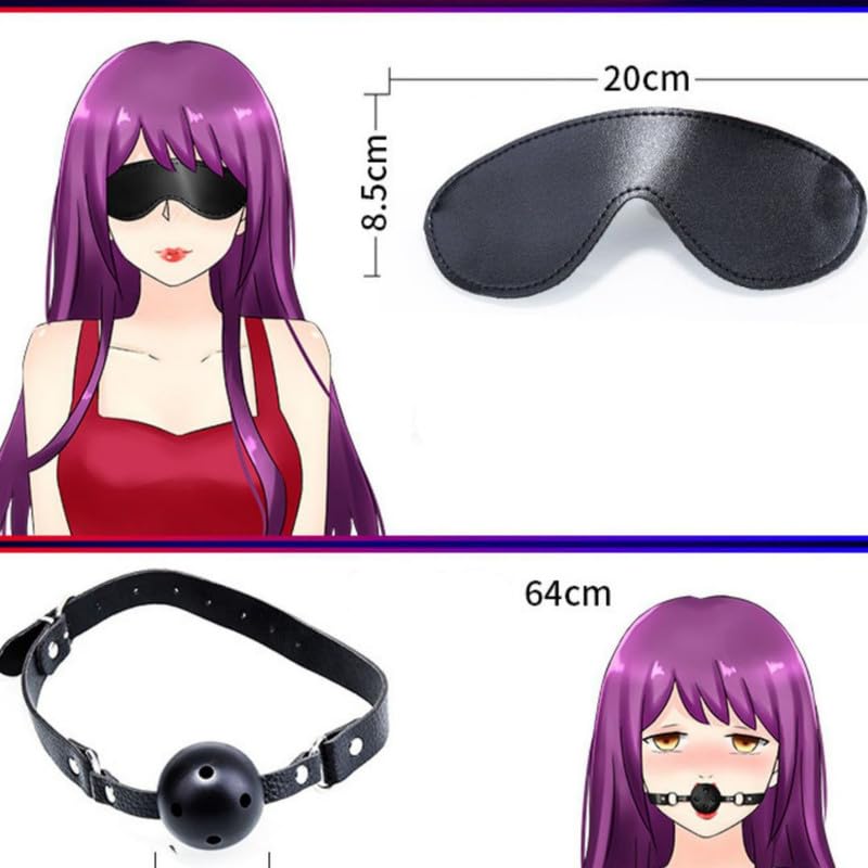Kit en Cuir De 10 PièCes, Ceinture d'exercice Multifonctionnelle Main Et Pied, Appareil D'Accessoire Sexuel, Remise en Forme Portable, Cadeau De Couple (Noir)