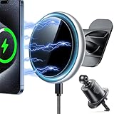 UPTOHIGH for Magsafe Car Mount Charger [15W PRO] Magnetic Wireless Car Charger Mount, Air Vent & Dashboard Phone Mount Charger for iPhone 15/14/13/12/Pro/Plus/Pro Max & MagSafe Case Fast Charging LED