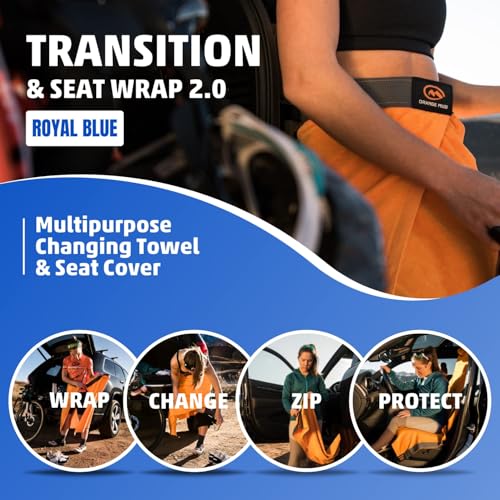Image of Orange Mud Transition & Seat Wrap V2.0 - Royal Blue Waterproof Car Seat Cover, Changing Kilt & Quick-Dry Towel - Secure Fit for Athletes, Runners, Cyclists, Triathletes