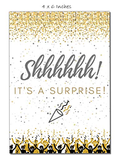 Elcer Surprise Party Invitations | It’s A Surprise Birthday | Kids And Adults | Fill In Style | Black And Gold | Confetti Streamers Party Invitations | 20 Count With Envelopes #TOP3