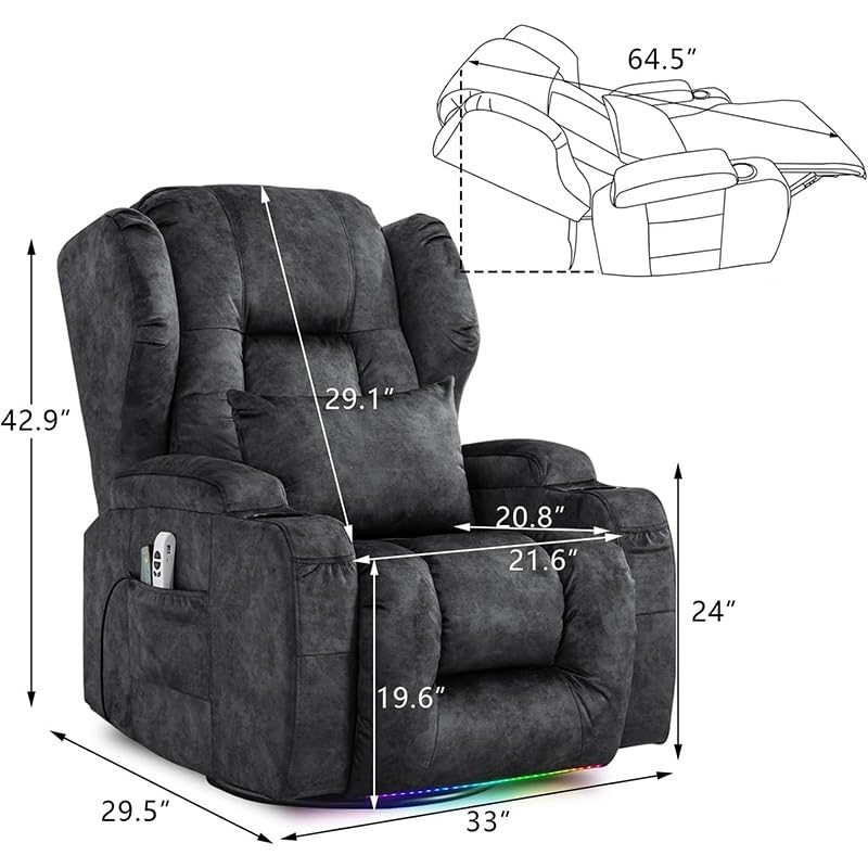 Sillón eléctrico reclinable masaje cuero One Color miniatura 2