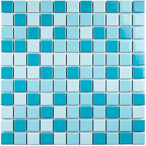 BT-PM19 1" x 1" Square Creamy Blue Porcelain Mosaic Tile Cover