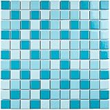 BT-PM19 1" x 1" Square Creamy Blue Porcelain (Polished Finish) Floor & Wall Tile & Pool Tile Mosaic