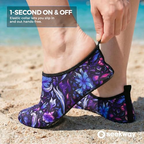 Image of SEEKWAY Water Shoes Women Men Adult Quick-Dry Aqua Socks Barefoot Non Slip for Beach Swim River Pool Lake surf Black SK002(U)