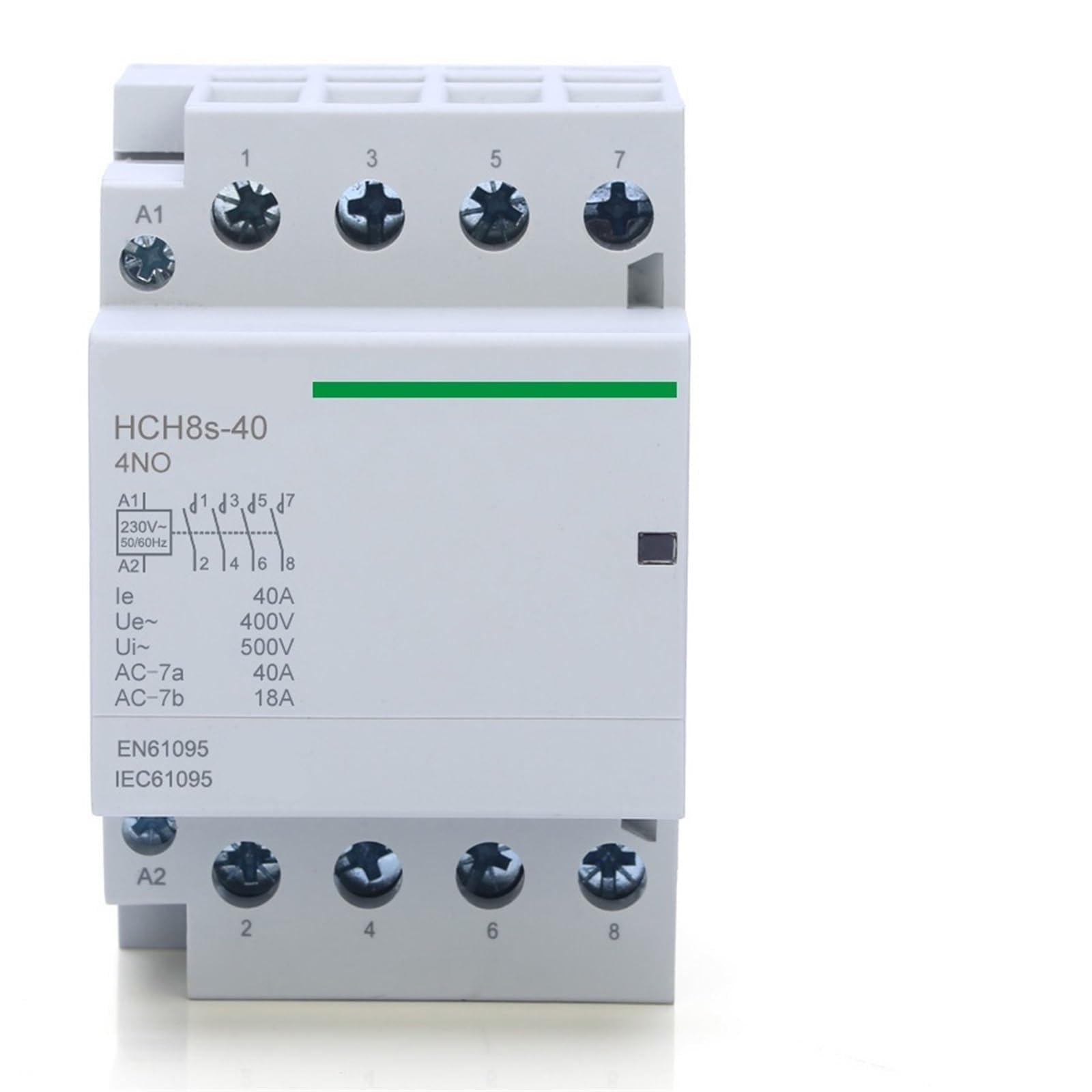 PIHWGUVD HCH8s-63 Modular Contactor 50Hz 60Hz 4P 63A 4NO 4NC 2NO2NC 220V 110V 24V Automatic DC Household Din Rail Type iCT(4p 40a 4no Ac230v)