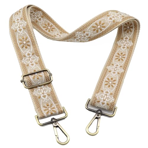 Image of LEMEDE Purse Strap Adjustable Replacement Crossbody Bag Strap Retro Jacquard Embroidery Shoulder Straps for Canvas Bag