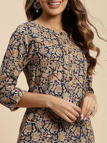 Image of rangita Women Rayon Regular Fit Knee Length Printed Straight Kurti | Kurta