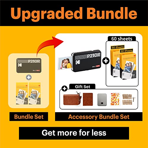 Kodak Mini 2 Retro 4Pass Portable Photo Printer (2.1X3.4 Inches) + 68 Sheets Gift Bundle, Black #TOP2
