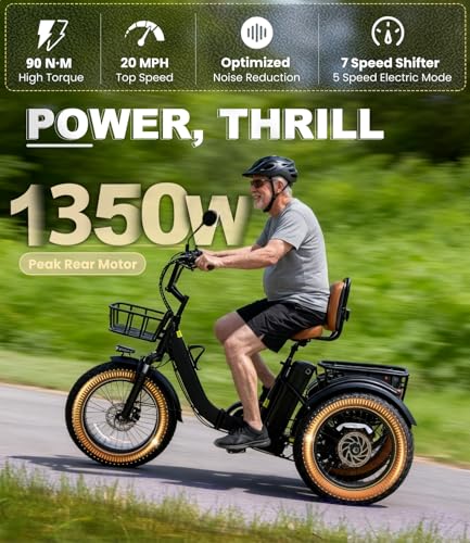 KAKIGO Electric Tricycle for Adults,Peak 1350W Motor