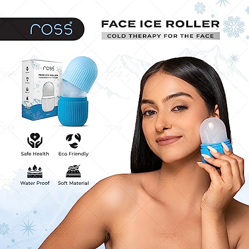 Ross Ice Roller for Face, Eyes & Neck – Reusable Icy Blue Facial Cube for Puffy Eyes, Glowing Skin, Skin Tightening, Cold Therapy, Pore Shrinking & Redness Relief – Face Massager for Skin Care