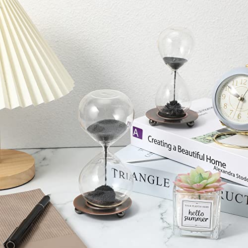 Fabbay 2 Pcs Hourglass Timer 2 Minute And 3 Minute Magnetic Hourglass Sand Clock Sand Watch Hour Glass Sandglass With Black Magnet Iron Powder Metal Base For Desk Office Science Home Decor #TOP3