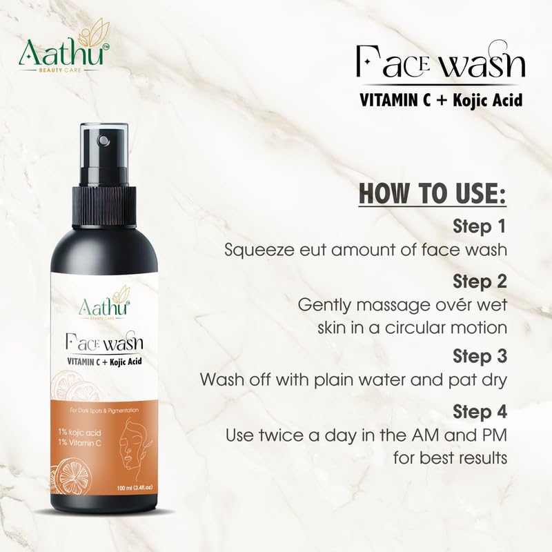 Aathu Face Wash As Vitamin C Andkojic Acid (Pack 2) | White |200g | Scented | For Personal Care and Use 4