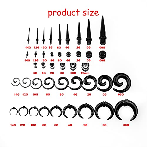 Ear Stretching Kit 84 PCS Spiral Taper Gauges Heart Tunnels Plugs Acrylic Expander Sets14G-00G Body piercing jewelry for ears2