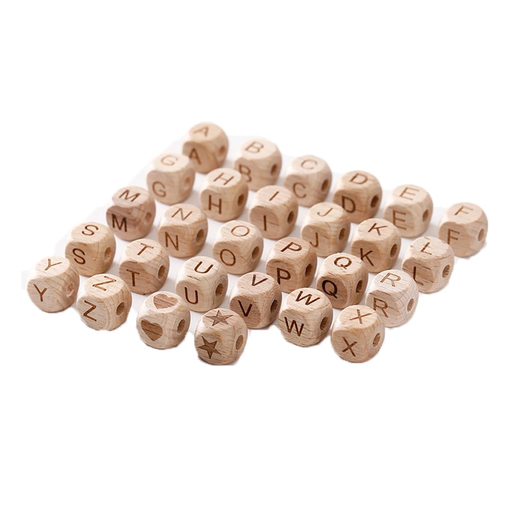 Drewniane koraliki z literami od A do Z, 10 mm, drewniane koraliki z literami, alfabet, kostka, koraliki drewniane, duży otwór, kwadratowe do nawlekania, do bransoletek, naszyjników, biżuterii,