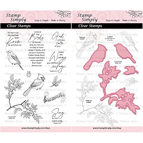 Stamp Simply Clear Stamps - God Will Take Care of You Bird Song, Branch and Die (2-Pack) 4x6 Inch Sheets - 10 Pieces Cover
