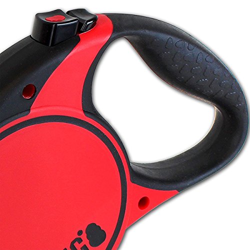 Kong Rollleine Hund 5m – Ausziehbare Hundeleine Größe L für große Hunde bis 50kg – mit Softgriff & reflektierendem Gurt – robuste automatische Leine mit Bremse & Lock System, Schwarz