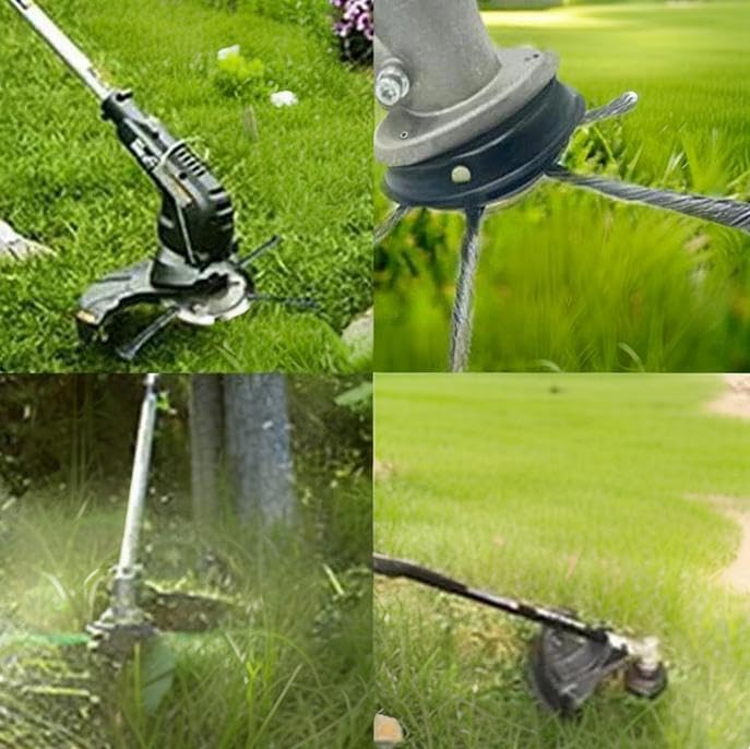 Cabezal de desbrozadora de césped de 6 pulgadas, cepillo de alambre de acero para jardín (150 mm, 6 cuchillos)