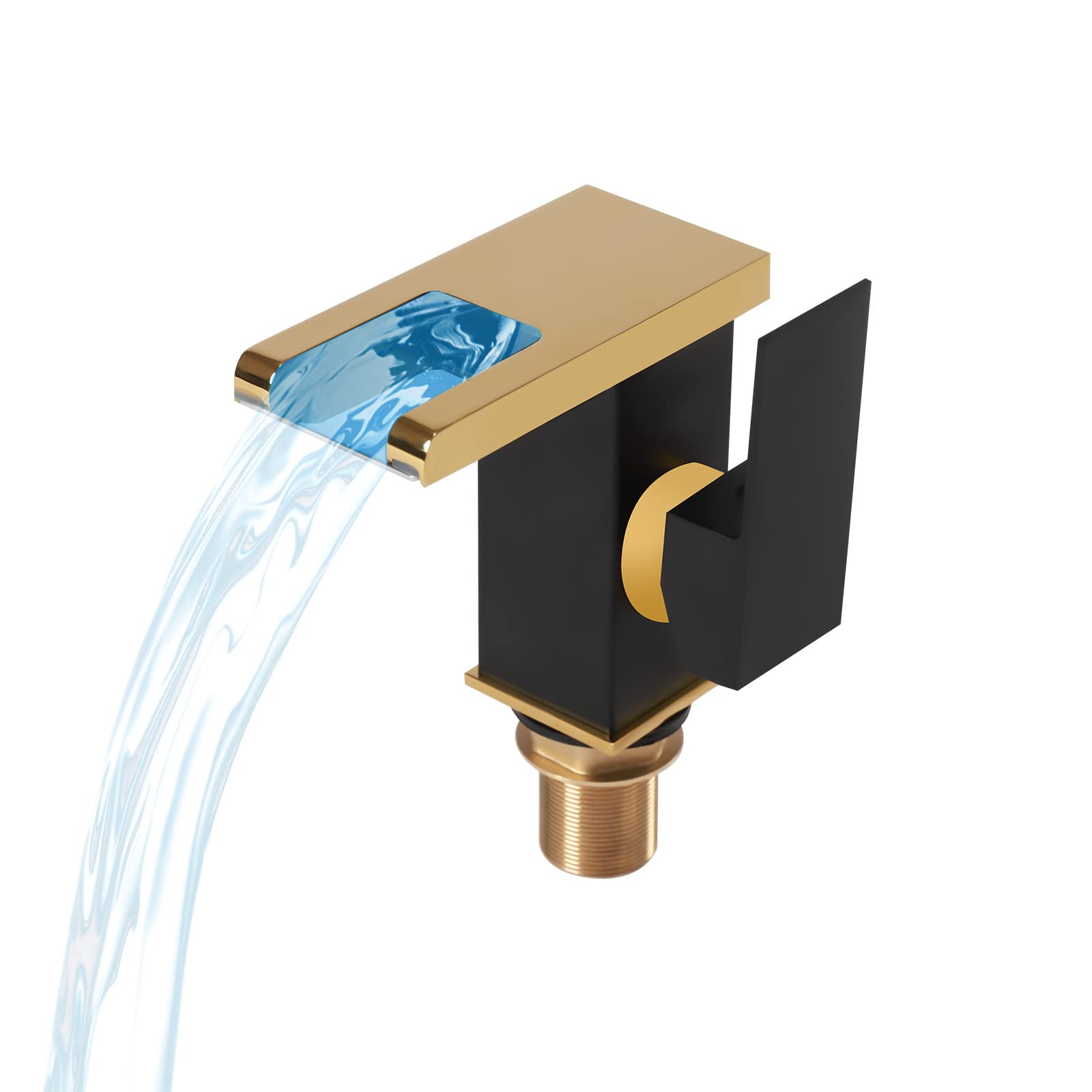 Rubinetto a LED a 3 colori, G1/2", a cascata in acciaio inox, con 2 tubi per bagno, cucina, docce