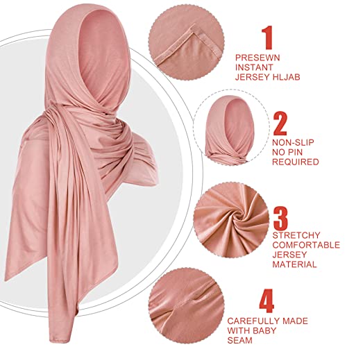 Vabean 4 Pcs Instant Hijab for Women Jersey Hijabs Pinless Ramadan Islamic Muslim Head Wraps Premium Head Scarf Shawl turban2