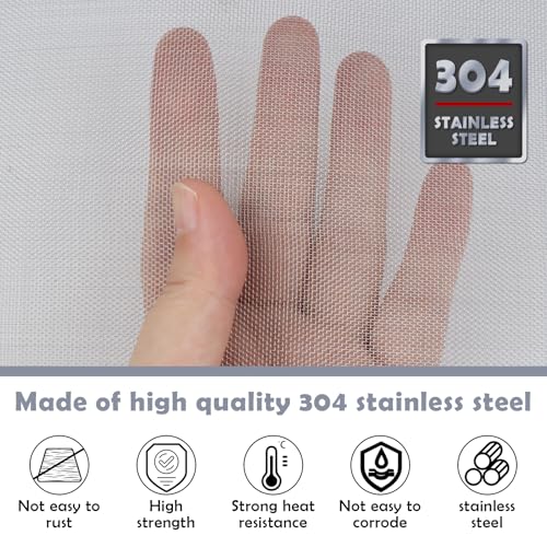 Maschendrahtzaun 40 Mesh, Drahtgitter Feinmaschig, Wühlmausgitter für Hochbeet, Fliegengitter Metall 30 x 200 cm, Fenstergitter Insektenschutz Apertur 0,6 mm, Mit Handschuhen, Sichereres Schneiden