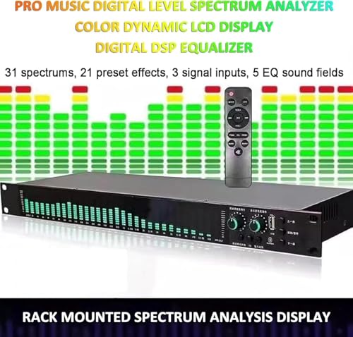 Ecualizador Digital de 31 Bandas, Procesador de Audio Profesional, Ecualizador Gráfico Estéreo con Pantalla de Espectro Luminosa, Ajuste de Graves/Medios/Agudos, para Estudio de Grabación miniatura 4