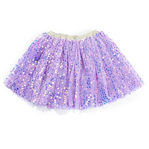 Baby Girls Layered Tutu Skirt Girls Sequins Tulle Skirts Ballet Dance Princess Skirt Toddler (Purple, 3-8 Years)