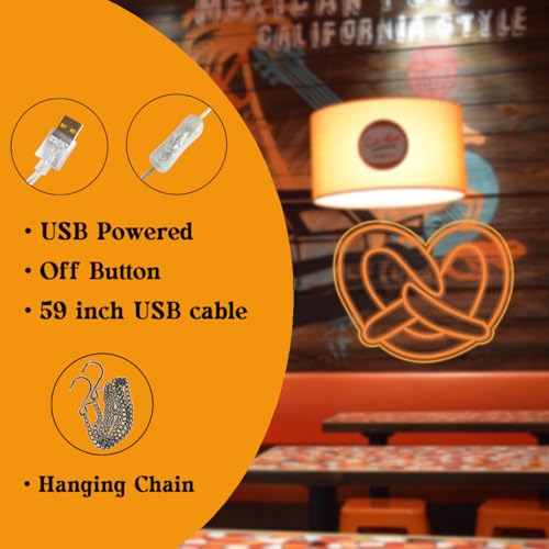 Image of Pretzel Bakery LED Neon Sign Super Bright Acrylic Dimmable Pretzel Led Light Food Neon Light Size 13.8x10.6 in Cute Neon Sign for Shop Window Store Display Beer Bar Nightclub Grand Opening Gift
