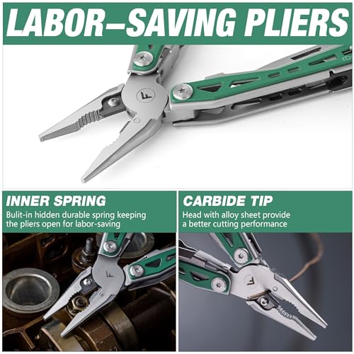 FLISSA 16-in-1 Multi-Tool Pliers with Sheath - Green - Image 5