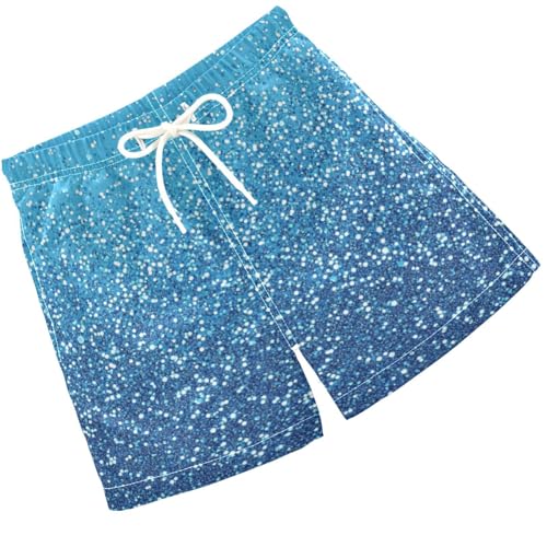 Pigsaly Boys Swim Trunks Sky Blue Gradient Glitter Boys Board Shorts Swimsuit Swimwear Summer Bathing Suit S