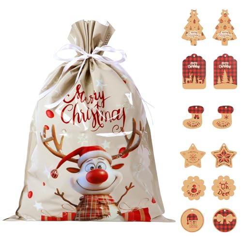 ONBAGLST 43 * 58 cm Große Weihnachtsbeutel mit Kordelzug mit 20...