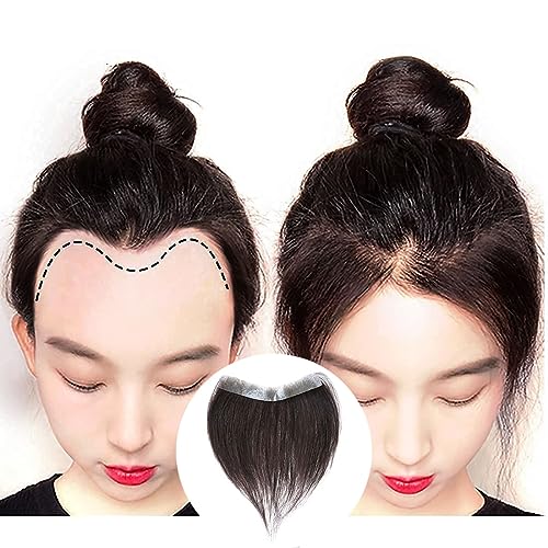 Image of Meiverah Frontal Hairpiece for Women Dark Brown Hair Extension Hairline Loss Straight Tape in Human Hair Toppers Replacement Toupee (0.78"x6.3", 6", Dark Brown)