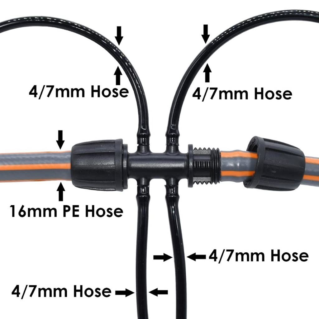 16 Mm Auf 4/7 Mm Schlauchverbinder, for Gartenblumen-Bewässerungs-Wasseradapter 6-Wege-PE-Schlauch Auf 1/4 Zoll Mikro-Schlauchverbinder (Color : A-50pcs)