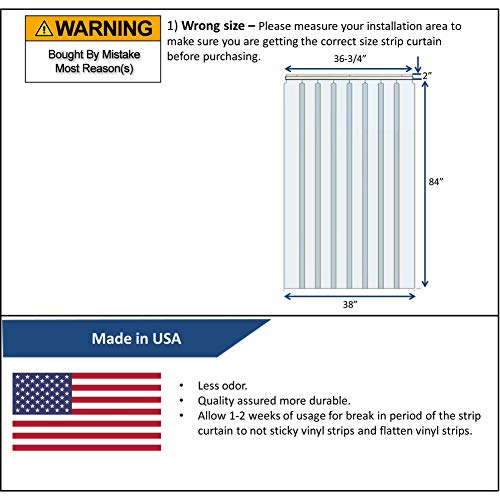 Awoco 38" X 84" Vinyl Strip Climate Control Curtain Kit, Slide-In Strips Perfect For Freezers, Coolers And Warehouse Doors Nsf Approved #TOP4