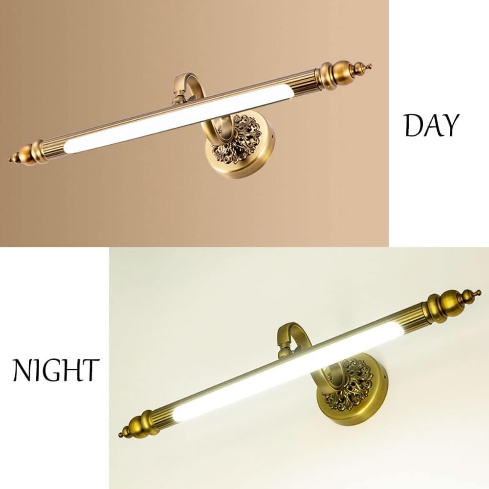 Lampe de vanité LED vintage en bronze, applique murale rétro salle de bain 51cm