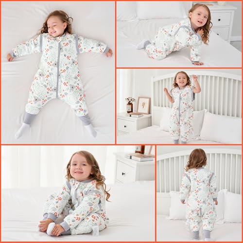 Image of LAT Winter Baby Sleep Bag with Feet,3-way zip Wearable Blanket with Removable Sleeves,Warm Sack for Toddler 2.5 TOG