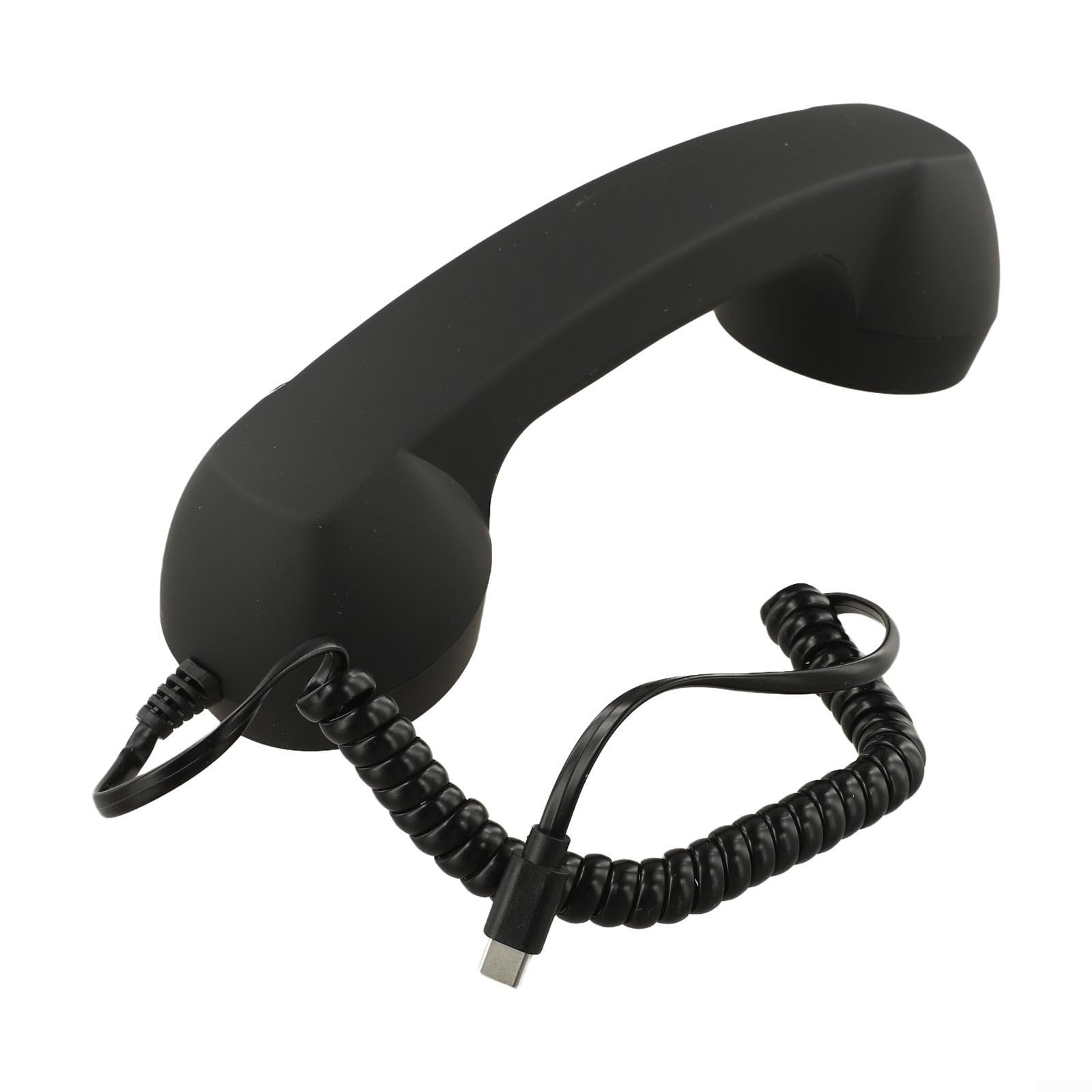 Retro-Telefonhörer, Typ-C-Empfänger, Geräuschunterdrückung, ergonomisches Design, für Smartphone, Laptop, Videoanrufe (schwarz)