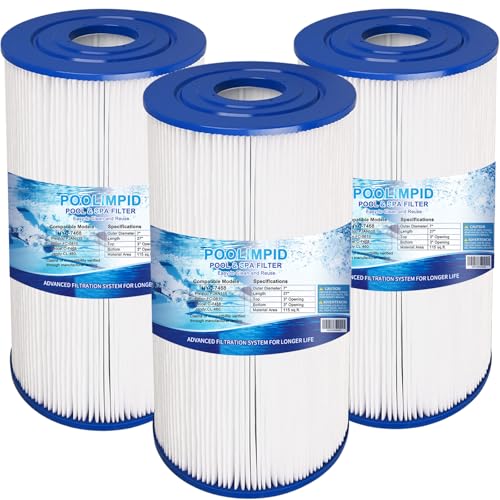 Poolimpid C-6430 Spa Filter Compatible with Watkins 31489, PWK30, FC-3915, P/N0969601, 71825, 73178, 73250, Hot Springs Spa Filters 30 sq.ft. 3 Pack