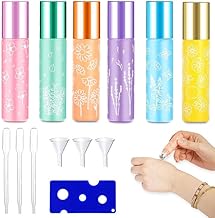 Glass Rollerball Bottles Set of 6 10ml Empty Glass Bottles for Essential Oils Refillable Containers for Essential Oils Perfume