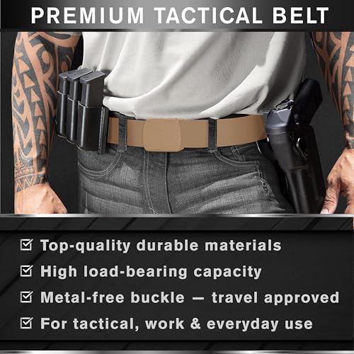 TECEUM Tactical Belt – Coyote B2 L – Heavy-Duty Military, Work, Hiking,Rigger, Utility, EDC Men’s Belts – Quick-Release – Nylon Web2