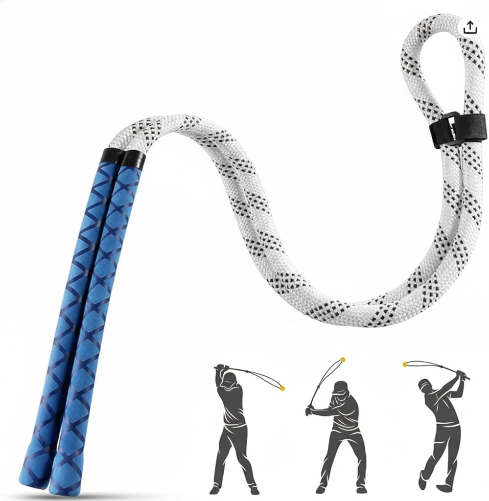 LOFIN Golf Swing Trainer Rope – Heavy-Duty Golf Training Aid for Swing Speed & Rhythm, Durable Double Rope Swing Trainer for Warm-Up, Posture, and Tempo Improvement