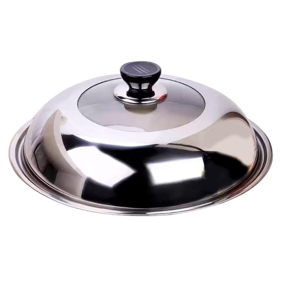 Stainless steel visualization pot lid household wok pan