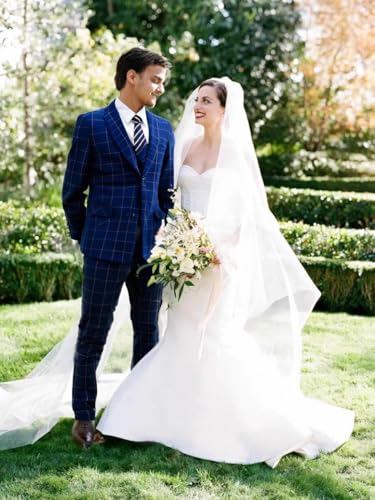 Men's Suit Set 3 Pieces Plaid Slim Fit Suit Formal Bussiness Wedding Suit Casual Prom Tuxedos Blazer Vest Pant4