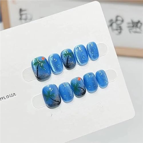 10枚入り ピンク フレンチハンドメイドネイル ショートフレンチハンドメイドネイル 女性と女の子向け ホワイトニングネイルステッカー つけ爪(490XS)