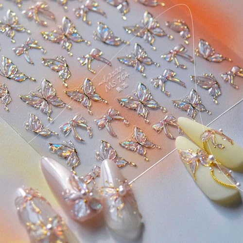 Butterfly Nail Stickers for Nail Art, Aurora Light Shell Butterfly...