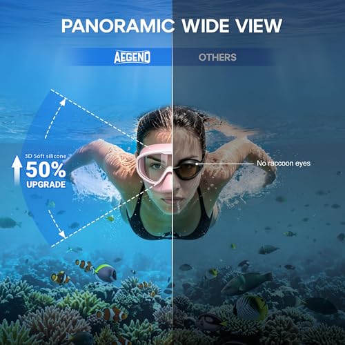Aegend 2PCS Swim Goggles with Nose Cover,Adult Swimming Goggles with Fabric Strap,Wide View No Leaking Pool Goggles for Youth Adults - image 4